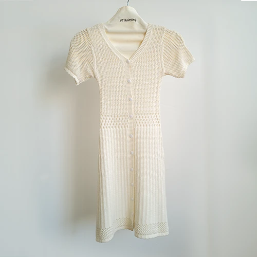 Cream Ribbed Sweater Dress