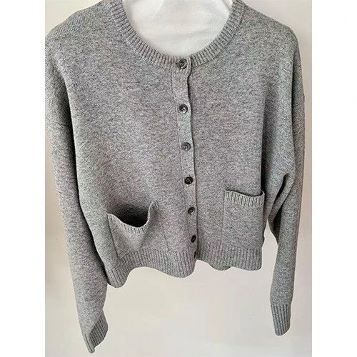 Grey Wool Cardigan Womens high quality