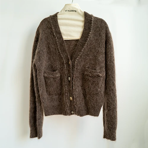 V Neck Fluffy Knit Sweater