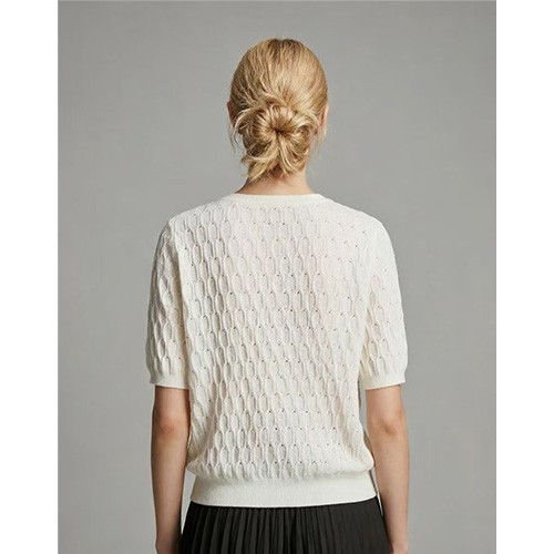 White Textured Knit Short Sleeve Top factory White Textured Knit Short Sleeve Top factory